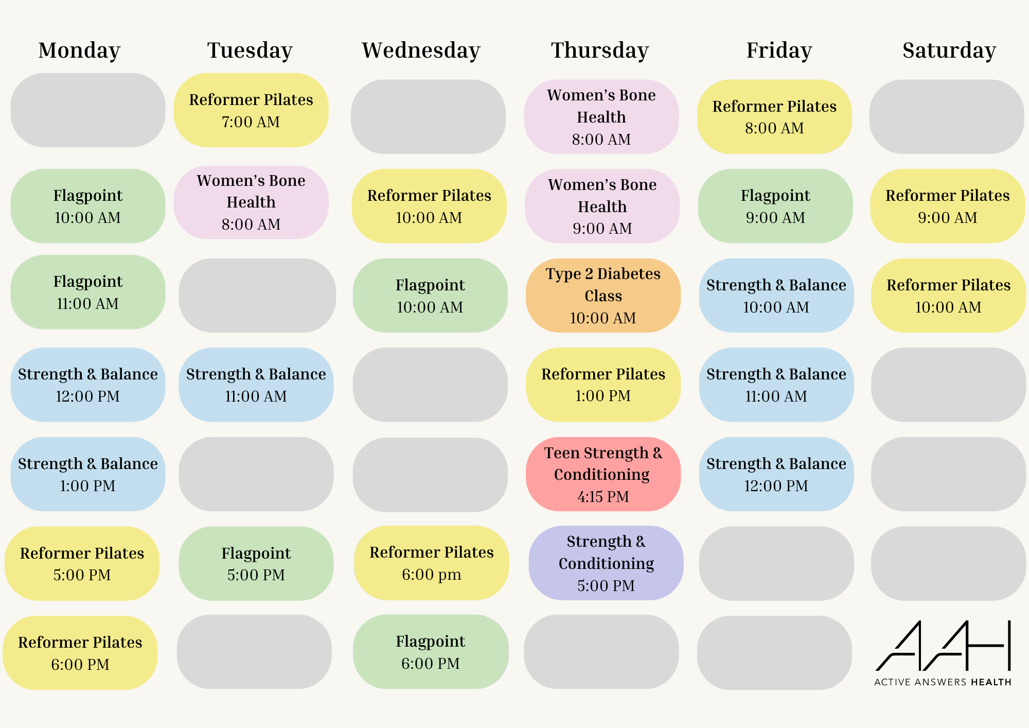 Updated Timetable  October