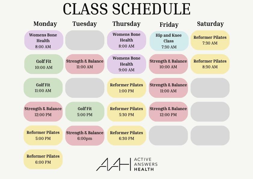 Class Schedule Updated