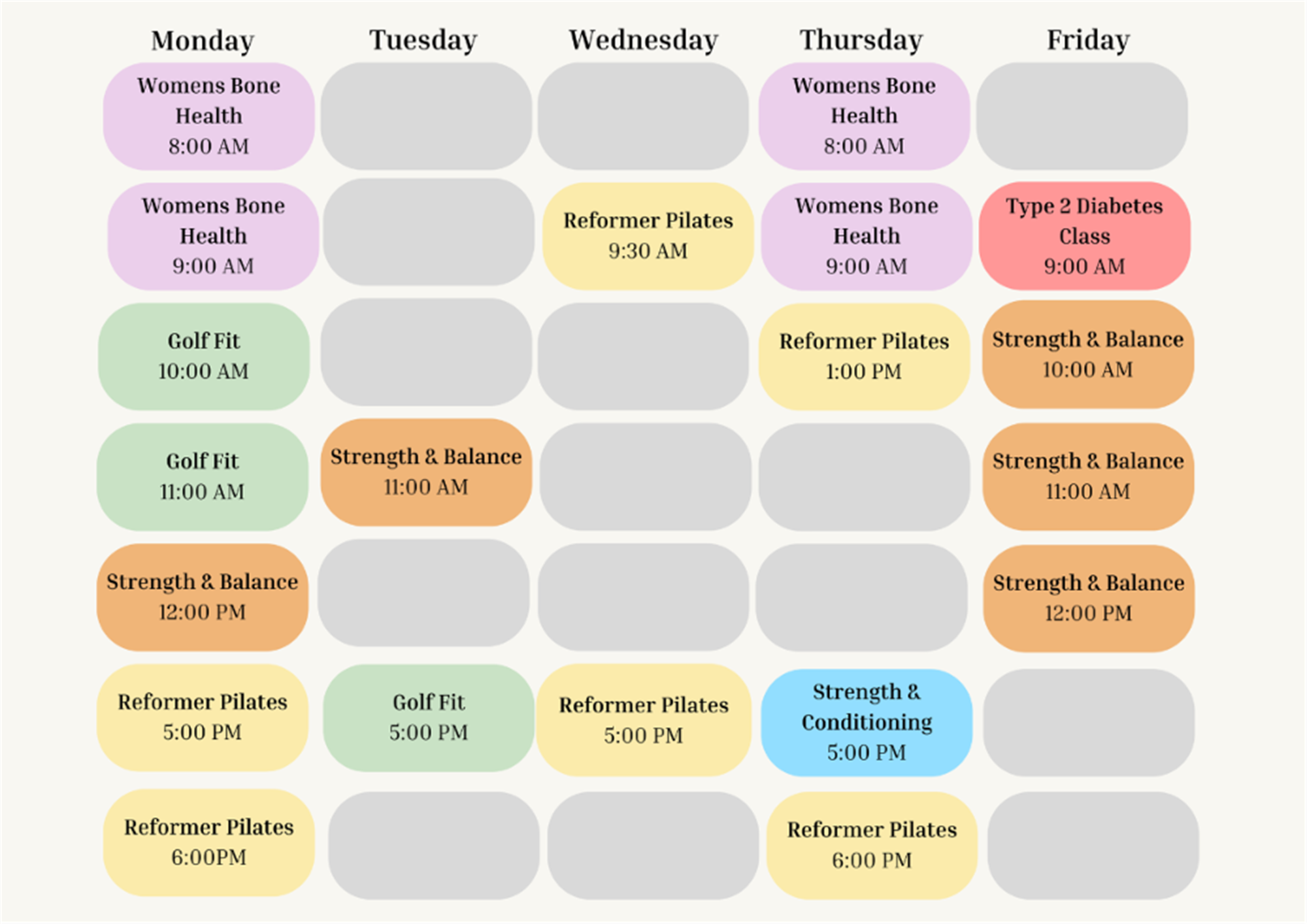 Class Schedule 2025